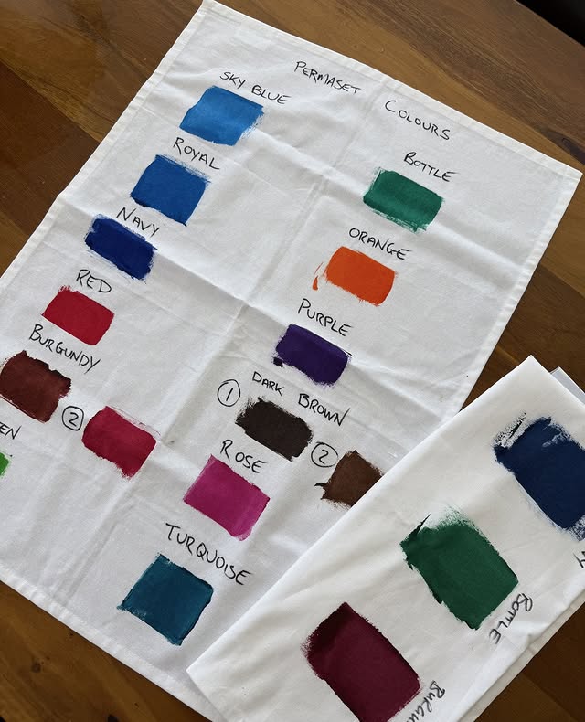 Photo by Expressions Australia on June 19, 2025. May be an image of ‎napkin, place mat and ‎text that says "‎SKY PERA BLL BLUE PERMASET MASET ROYAL COLOURS BOTTLE NAVY NAVY RED BURGUNDY ORANGE PURPLE PURPLE 2 EN 1 DARK BROWN 2 ROSE خنص 爆用 TURQUOISE 378y ንገ りプす‎"‎‎.